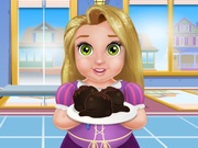 baby rapunzel cooking cake balls