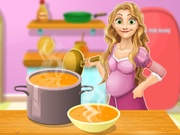 pregnant rapunzel cooking chicken soup